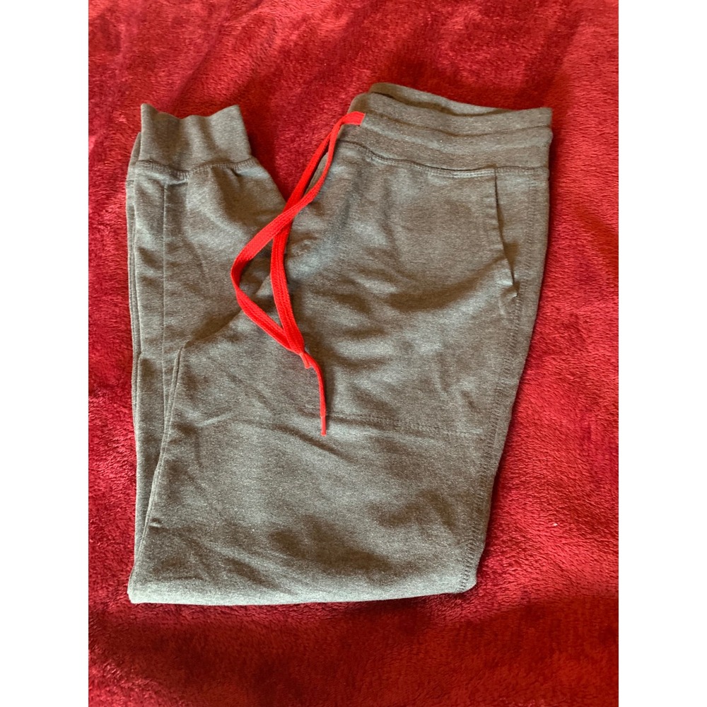 Carbon Mens Heather Gray Joggers Red Drawstring Sweatpants Size Small RN 70829